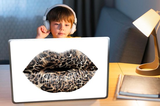 Sticker ordinateur portable - 17,3 pouces - Lèvres - Imprimé Tigre - Wit