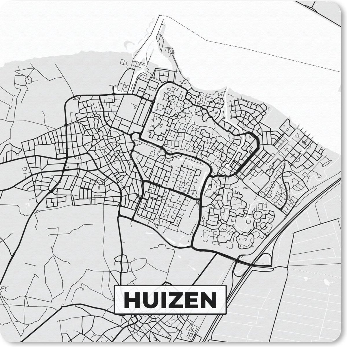 Muismat - Mousepad - Stadskaart - Huizen - Grijs - Wit - 30x30 cm - Muismatten