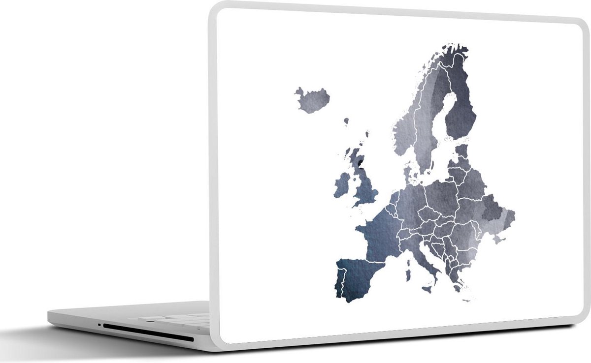 Laptop sticker - 15.6 inch - Kaart - Europa - Waterverf - 36x27,5cm - Laptopstickers - Laptop skin - Cover