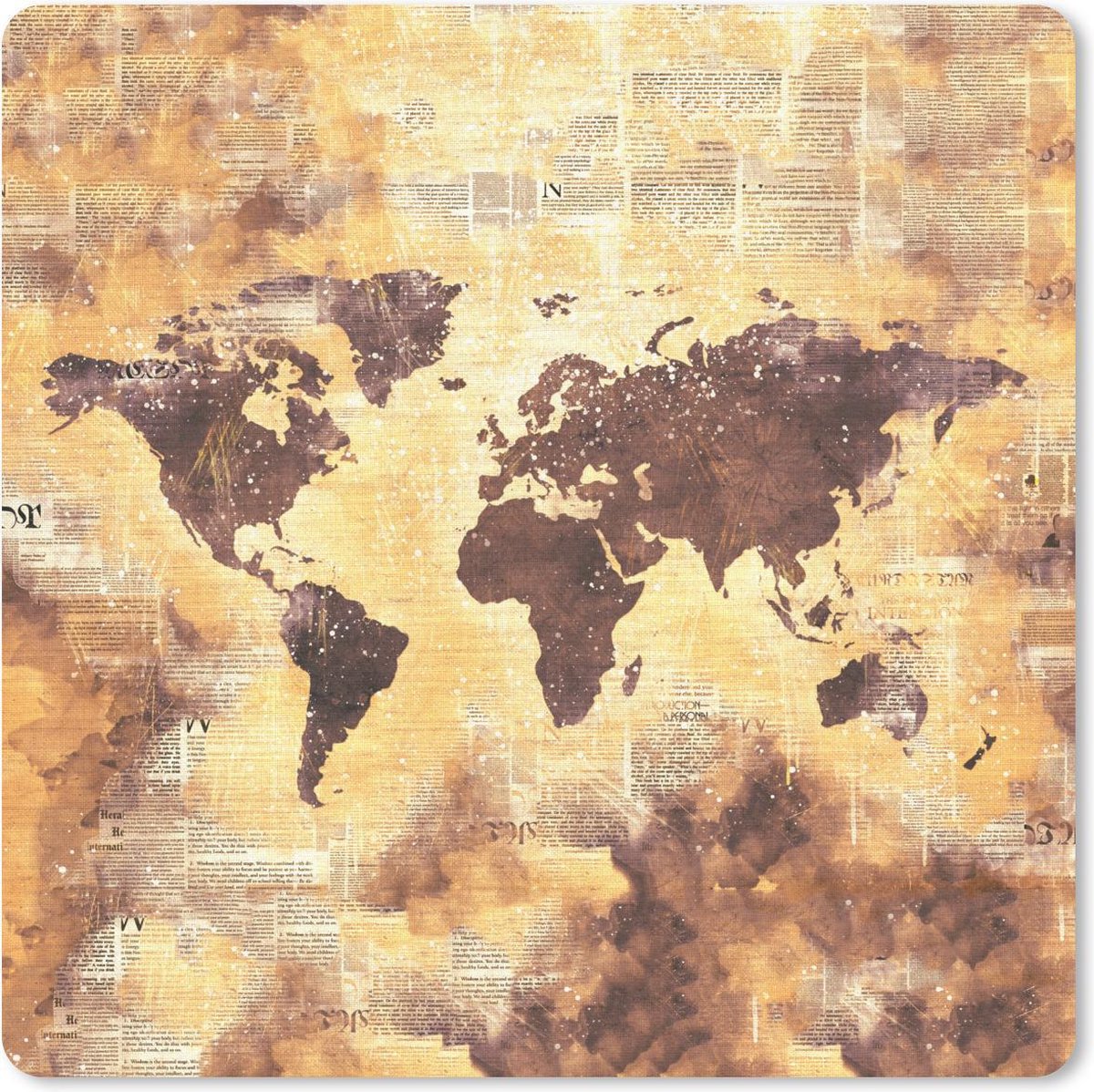 Muismat 30x30 cm - Mousepad Wereldkaart - Stippen - Kleuren - Muismatten