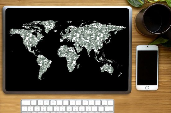 Laptop sticker - 17.3 inch - Wereldkaart - Bladeren - Natuur - 40x30cm - Laptopstickers - Laptop skin - Cover