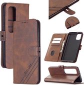 Voor Xiaomi Mi 10 Ultra Stiksels Stijl 2-Kleur Koe Textuur Horizontale Flip PU Lederen Case met Houder & Kaartsleuf & Lanyard (Bruin)