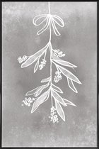 JUNIQE - Poster met kunststof lijst Mistletoe -13x18 /Grijs & Wit
