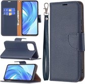 Voor Xiaomi Mi 11 Lite Litchi Textuur Pure Kleur Horizontale Flip Lederen Case met Houder & Kaartsleuven & Portemonnee & Lanyard (Donkerblauw)