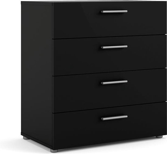 Commode Petra à 4 tiroirs, noir mat.
