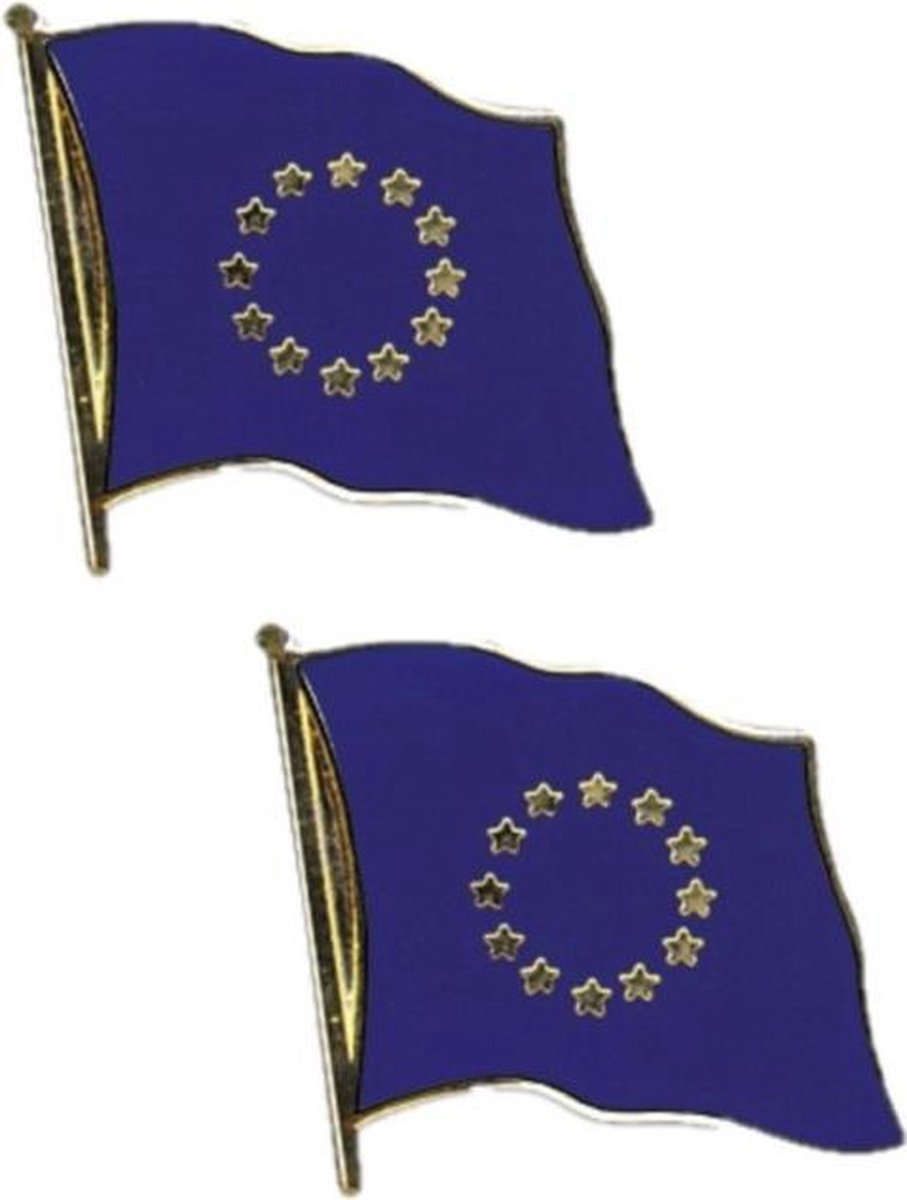 2x stuks supporters pin/broche/speldje vlag Europa - Landen thema  feestartikelen | bol.com