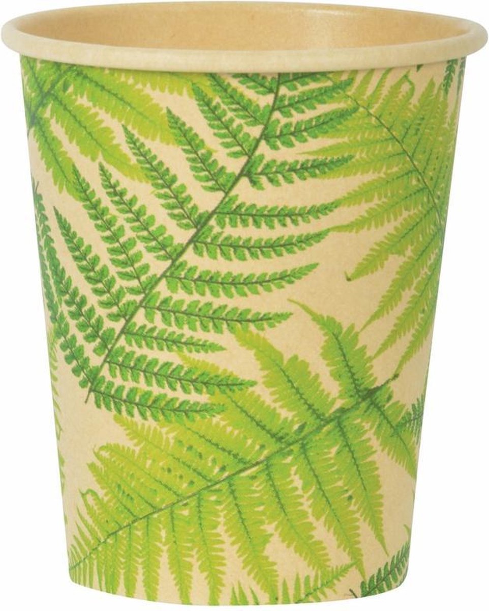 Varenblad jungle eco thema drinkbekers 40x stuks 240 ml van karton - Feestartikelen