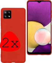 Samsung A22 Hoesje Rood Siliconen - Samsung A22 (5G) Case Back Cover Silicone - Samsung A22 Hoes Siliconen Rood - 2 Stuks