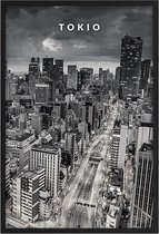 Poster Tokio - A2 - 42 x 59,4 cm - Inclusief lijst (Zwart Aluminium)