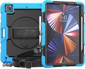 Schokbestendige kleurrijke siliconen + pc-beschermhoes met houder & schouderriem & handriem & pensleuf voor iPad Pro 12.9 2021 / 2020 / 2018 (hemelsblauw siliconen)