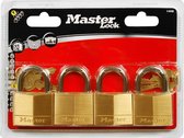 Master Lock Hangsloten, Gelijksluitend, 40 mm (pak 4 stuks)