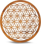 Wierook Houder Flower of Life Laser Cut Dark Brown - 10 cm