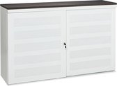 ABC Kantoormeubelen schuifdeurkast met geperforeerde deuren breed 160cm diep 45cm hoogte 100cm framekleur aluminium (ral9006)