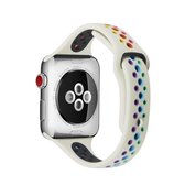 Regenboog siliconen horlogeband voor Apple Watch Series 6 & SE & 5 & 4 44 mm / 3 & 2 & 1 42 mm (roomwit)