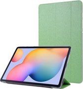 Voor Samsung Galaxy Tab S7 / T870 zijden textuur drievoudige horizontale flip lederen tas met houder en pen-sleuf (groen)