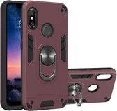 Voor Geschikt voor Xiaomi Rdemi 6 Pro / Mi A2 Lite 2 in 1 Armor Series PC + TPU beschermhoes met ringhouder (wijnrood)