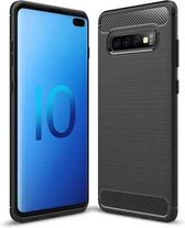 TPU-hoesje van koolstofvezel met geborstelde textuur voor de Galaxy S10 +