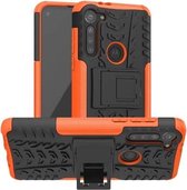 Voor Motorola Moto G8 Power Tyre Texture Shockproof TPU + PC beschermhoes met houder (oranje)