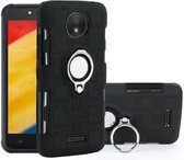 Voor Motorola Moto C Plus 2 in 1 Cube PC + TPU beschermhoes met 360 graden draaien zilveren ringhouder (zwart)