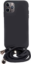 Fonu Siliconen Backcase hoesje met koord iPhone 12 Pro Max Zwart