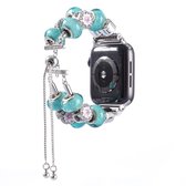 Voor Apple Watch 5 & 4 44mm / 3 & 2 & 1 42mm DIY metalen kralen armband horlogeband (blauw)