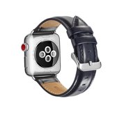 Voor Apple Watch Series 5 & 4 40mm / 3 & 2 & 1 38mm Crazy Horse Texture Top-grain lederen horlogeband (donkerblauw)