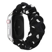Voor Apple Watch Series 5 & 4 40 mm / 3 & 2 & 1 38 mm doek + roestvrijstalen haarring horlogeband (zwarte vlek)