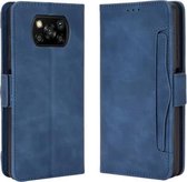 Voor Geschikt voor Xiaomi Poco X3 NFC Wallet Style Skin Feel Kalfspatroon lederen tas met aparte kaartsleuf (blauw)