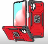 Voor Samsung Galaxy A32 5G magnetisch pantser schokbestendig TPU + pc-hoesje met metalen ringhouder (rood)