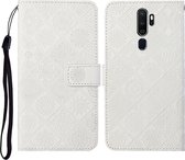 Voor OPPO A5 / A9 2020 Etnische Stijl Reliëfpatroon Horizontale Flip Leren Case met Houder & Kaartsleuven & Portemonnee & Lanyard (Wit)