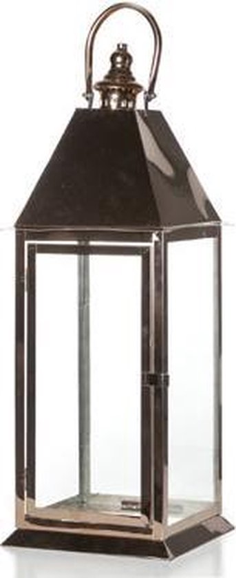 Lantaarn voor Kaarsen - Binnen en Buiten - Windlicht - Tafellamp - Metaal -  Koper - 64cm | bol.com
