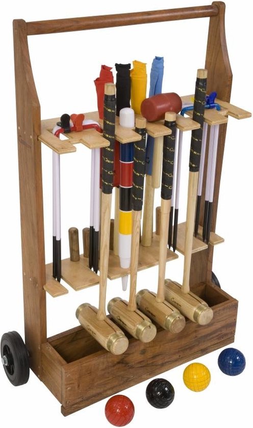 Foto: Junior executive croquet set engels tuinspel prachtige set voor de jeugd met trolley eco hardhout made in india klasse en geweldig met trolley klasse en geweldig