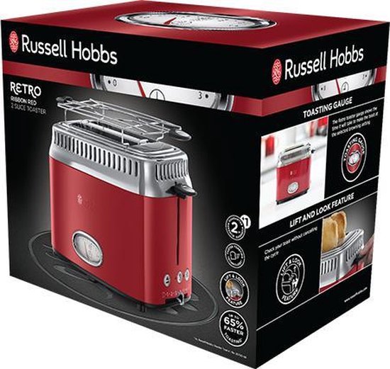 Productinformatie - Russell Hobbs 23370.036.001 - Russell Hobbs 21680-56 Retro Ribbon Red Broodrooster - Rood