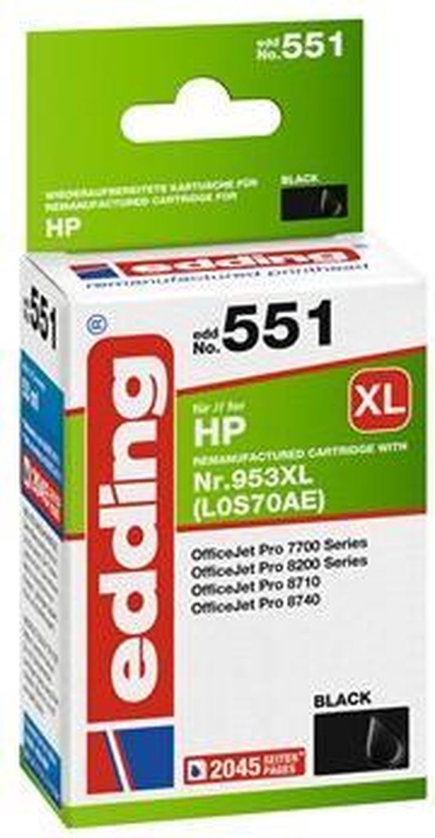 Edding Cartridge vervangt HP 953XL (L0S70AE) Compatibel Single Zwart EDD-551 18-551