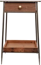 Wandtafel - Sidetable - Sfeervol Design - Met Lade - Industrieel Bruin - Hout - Staal - 41x41x65cm