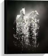 Canvas  - Witte Dravende Paarden - 30x40cm Foto op Canvas Schilderij (Wanddecoratie op Canvas)