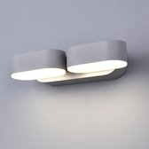 LED wandlamp 2x6W IP54 GRIJS Verstelbaar - Warm wit licht