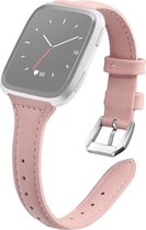 By Qubix geschikt voor Fitbit Versa 1 - 2 & Lite bandje TPU leer - Lichtroze Smartwatchbandje bandje Armband Polsband Strap Band Watchband