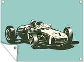 Illustration d'une voiture de course devant un fond bleu affiche de jardin 40x30 cm - petite - Toile de jardin / Toile d'extérieur / Peintures d'extérieur (décoration de jardin)