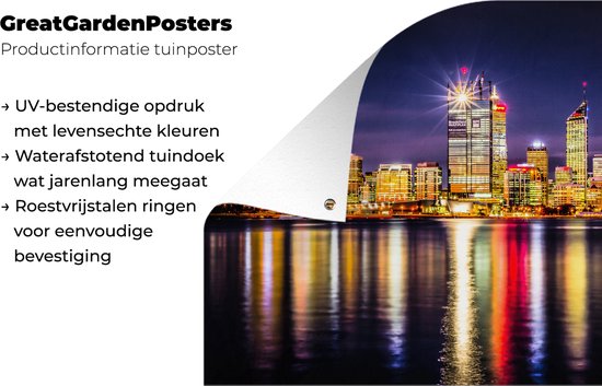 Affiche de jardin The Skyline of Perth at night 120x80 cm - Toile de jardin / Toile d'extérieur / Peintures pour l'extérieur (décoration de jardin)