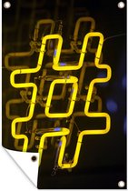 Muurdecoratie Neon gele hashtag - 120x180 cm - Tuinposter - Tuindoek - Buitenposter
