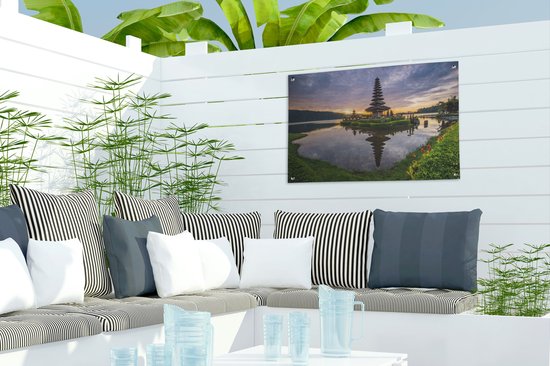 Affiche de jardin Pura Ulun Danu Bratan Temple - Lever de soleil sur le Pura Ulun Danu Bratan Temple on Bali affiche de jardin en vrac 60x40 cm - Toile de jardin / Toile d'extérieur / Peintures pour l'extérieur (décoration de jardin)