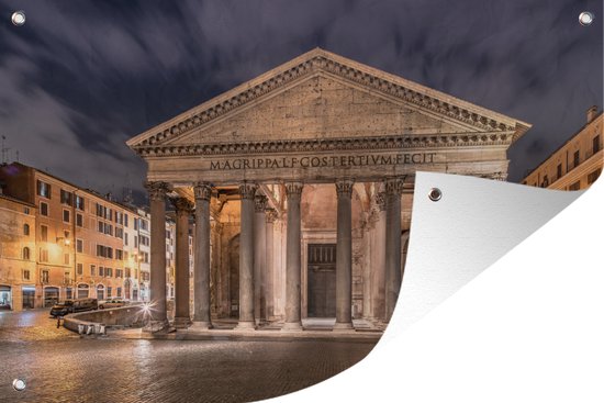 Foto: Tuinposter tuindoek tuinposters buiten pantheon vooraanzicht in de avond met mooie verlichting in rome 120x80 cm tuin