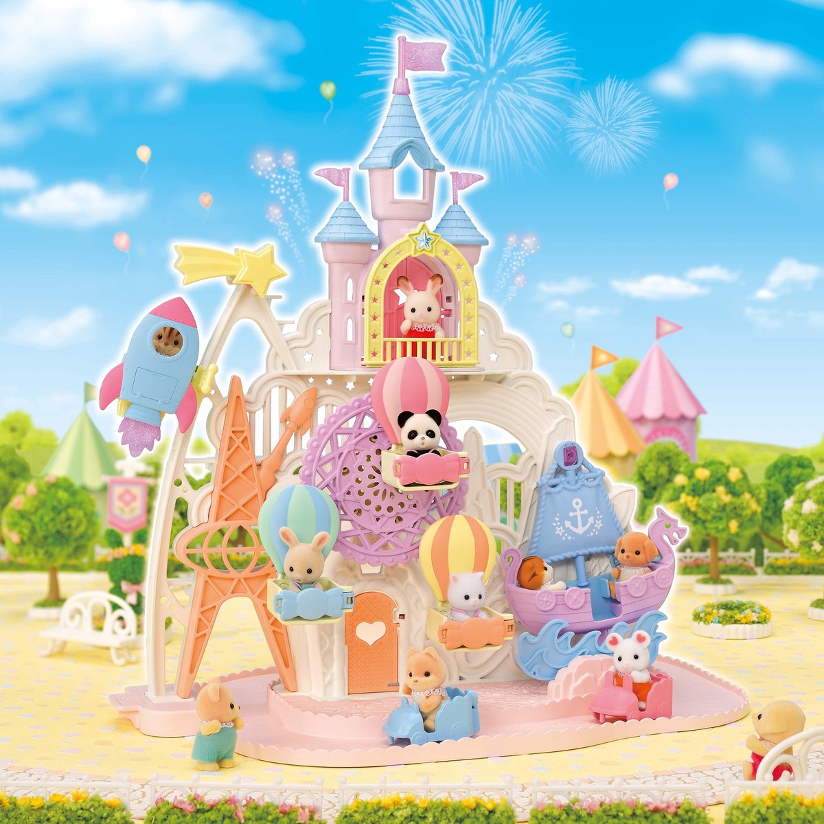 Sylvanian Families 5537 baby pretpark- schommelschip- raket- reuzenrad- kasteel- 3 babyfiguren — afbeelding 6