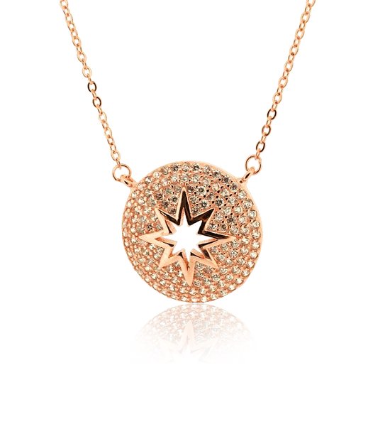 Orphelia ZK-7418 - Ketting Circle Star - Zilver 925 Rosé - Zirkonia - 44,5 cm