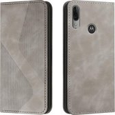 Voor Motorola Moto E6 Plus Skin Feel Magnetisch S-type Effen Kleur Horizontale Flip Lederen Case met Houder & Kaartsleuf & Portemonnee (Grijs)