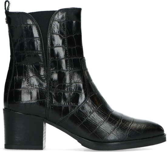 No Stress - Dames - Zwarte enkellaarsjes met crocoprint - Maat 41 | bol