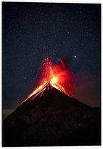 Dibond - Spuitende Vulkaan - 40x60cm Foto op Aluminium (Wanddecoratie van metaal)