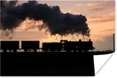 Une locomotive à vapeur au coucher du soleil Poster 180x120 cm - Tirage photo sur Poster (décoration murale salon / chambre) XXL / Groot format!