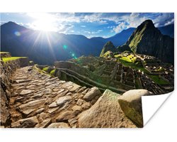 Poster Avondzonnestraal over Machu Picchu Peru - 60x40 cm